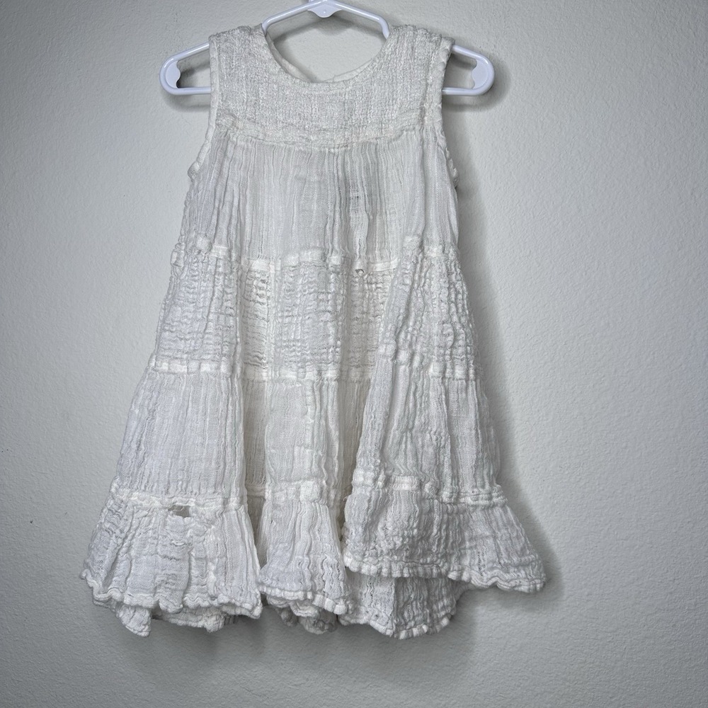 La Bottega di brunella Girls 100%‎  Linen Ruffle Dress Size 3 T Kids Luxury